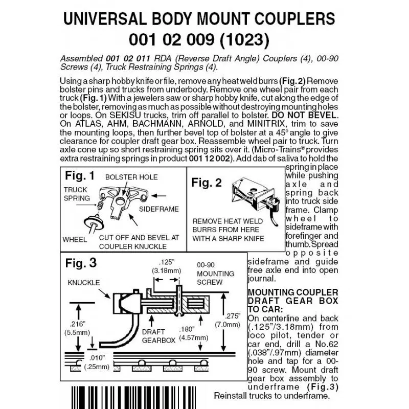00102009 - Universal Body Mount Couplers - 2 Pair (N Scale) 1