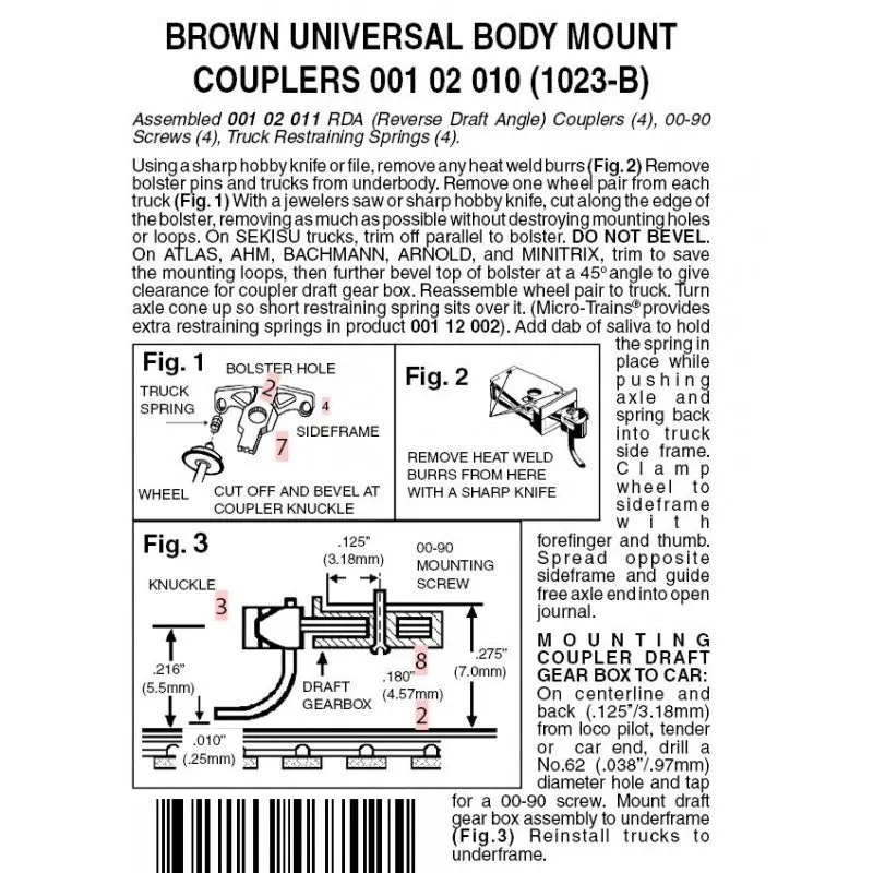 00102010 - Universal Body Mount Couplers - Brown - 2 Pair (N Scale) 1