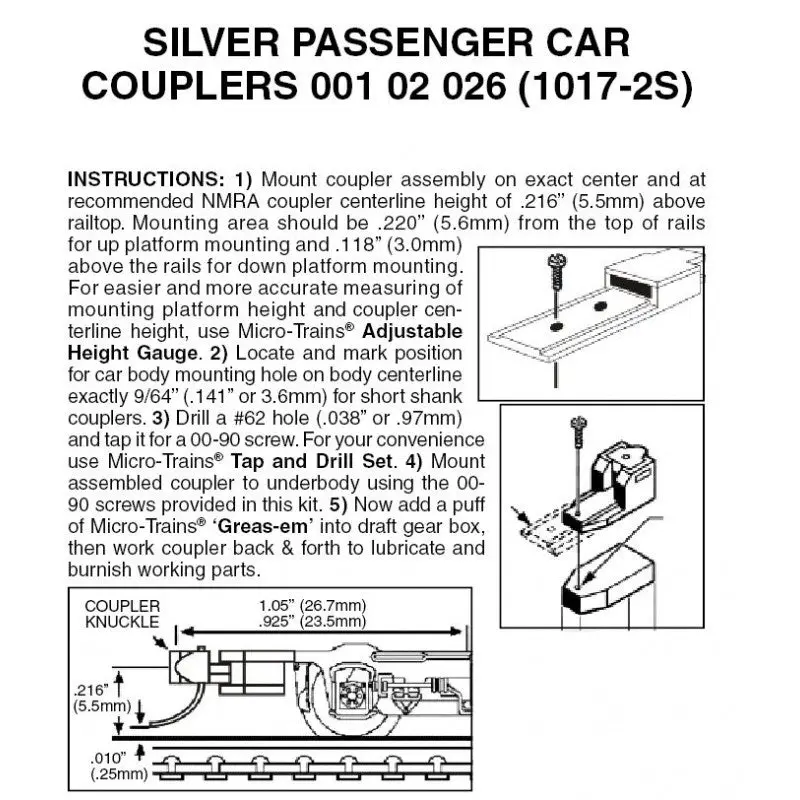 00102026 - Passenger Car Couplers - Silver - 2 Pair (N Scale) 1