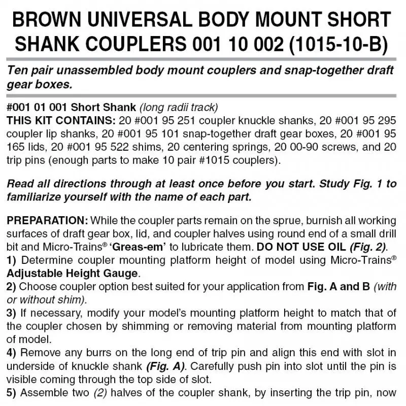 00110002 - Universal Body Mount Couplers - Short Shank - Brown - 10 Pair (N Scale) 1