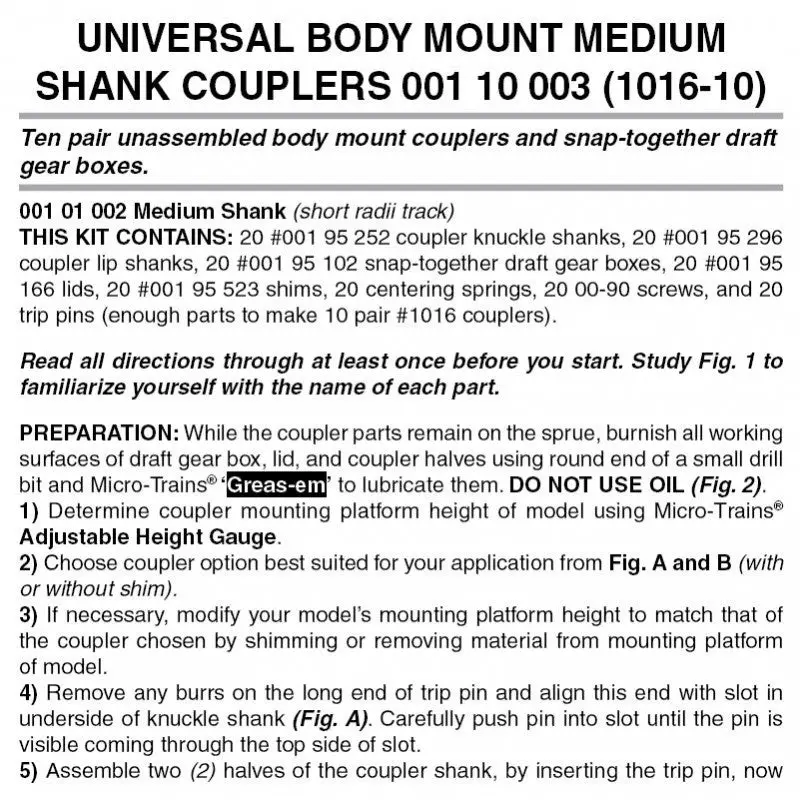 00110003 - Universal Body Mount Couplers - Medium Shank - 10 Pair (N Scale) 1
