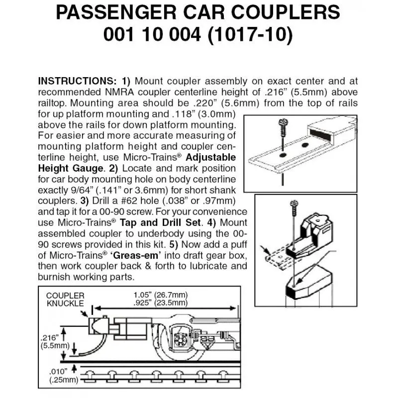 00110004 - Passenger Car Couplers - 10 Pair (N Scale) 1