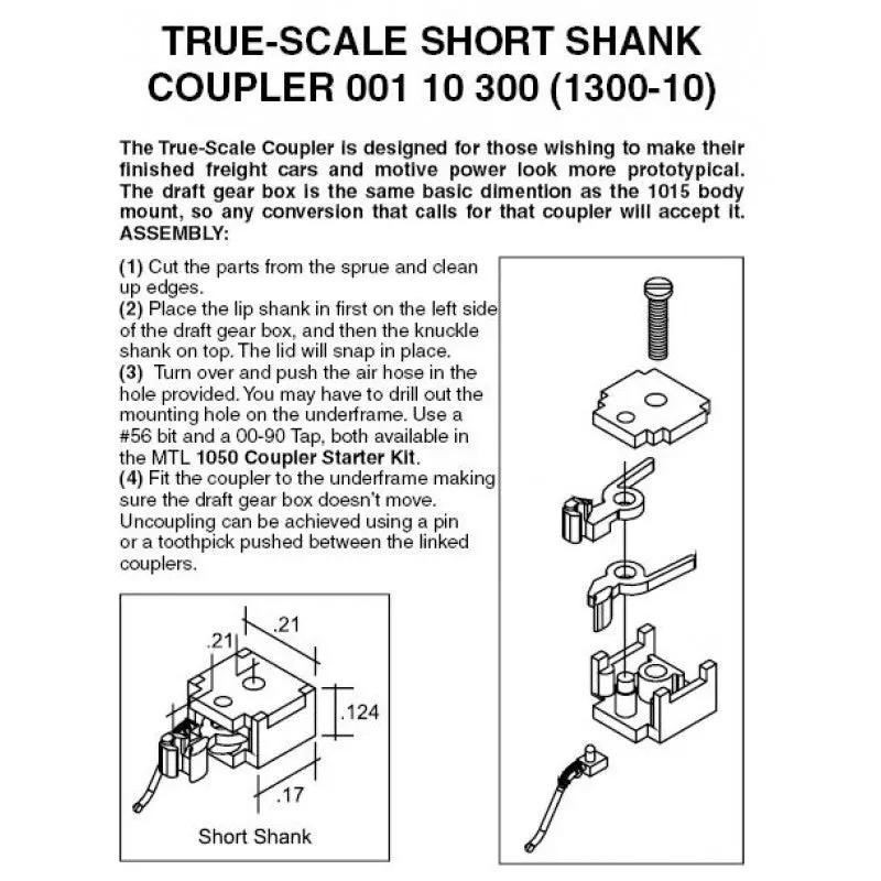 00110300 - True Scale Coupler - Short Shank - 10 Pair (N Scale) 1