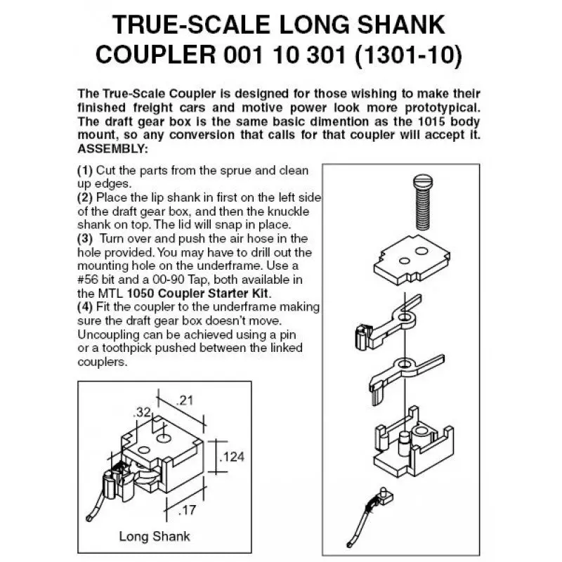 00110301 - True Scale Coupler - Long Shank - 10 Pair (N Scale) 1