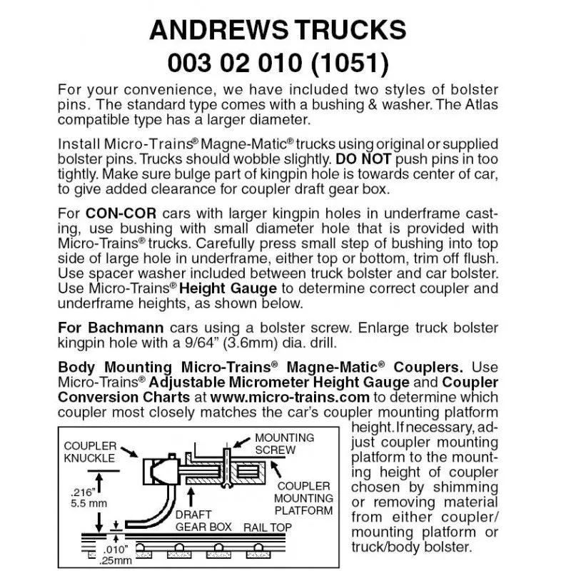 00302010 - Andrews Bogies - Without Coupler - 1 Pair (N Scale) 1