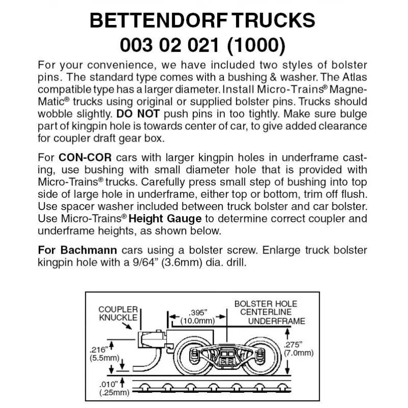 00302021 - Bettendorf Bogies With Short Extension Couplers - 1 Pair (N Scale) 1