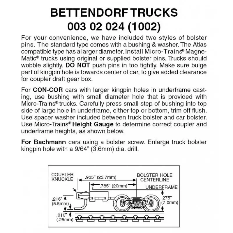 00302024 - Bettendorf Bogies With Long Extension Couplers - 1 Pair (N Scale) 1
