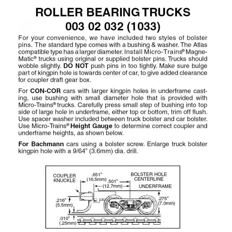 00302032 - Roller Bearing Bogies With Medium Extension Coupler - 1 Pair (N Scale) 1