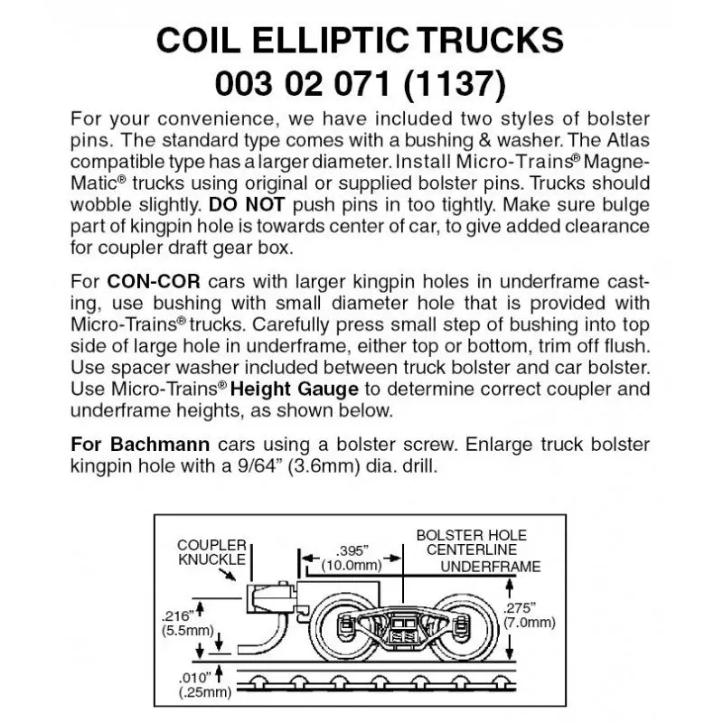 00302071 - Coil Elliptic Bogies With Short Extension Couplers - 1 Pair (N Scale) 1
