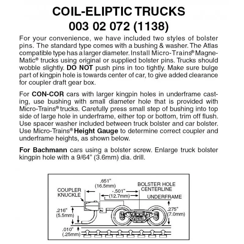 00302072 - Coil-Elliptic Bogies With Medium Extension Couplers - 1 Pair (N Scale) 1