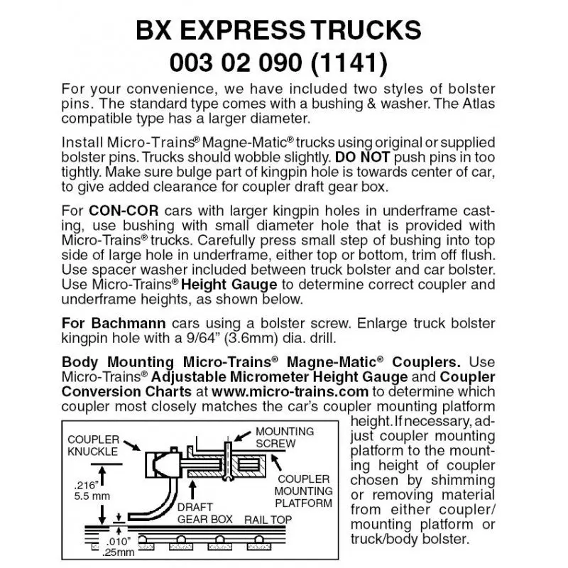 00302090 - Bx Express Bogies - Without Couplers - 1 Pair (N Scale) 1