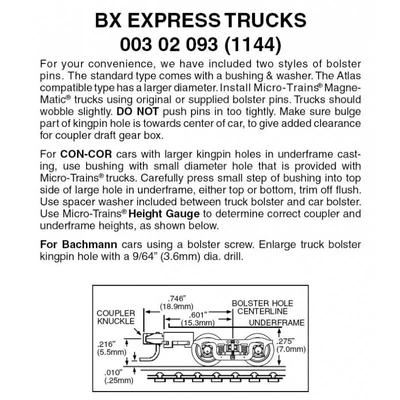 00302093 - Bx Express Bogies With Medium Extension Couplers - 1 Pair (N Scale) 1