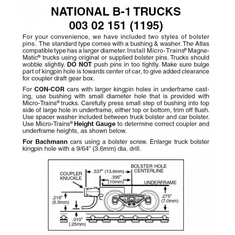 00302151 - National B-1 Bogies - 1 Pair (N Scale) 1