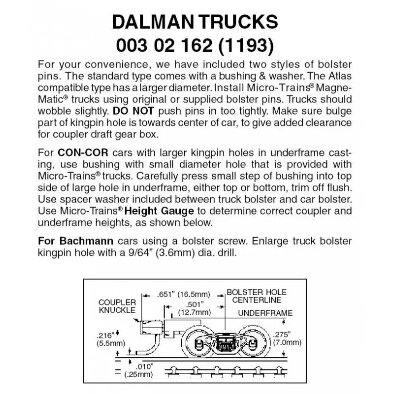 00302162 - Dalman Bogies - 1 Pair (N Scale) 1