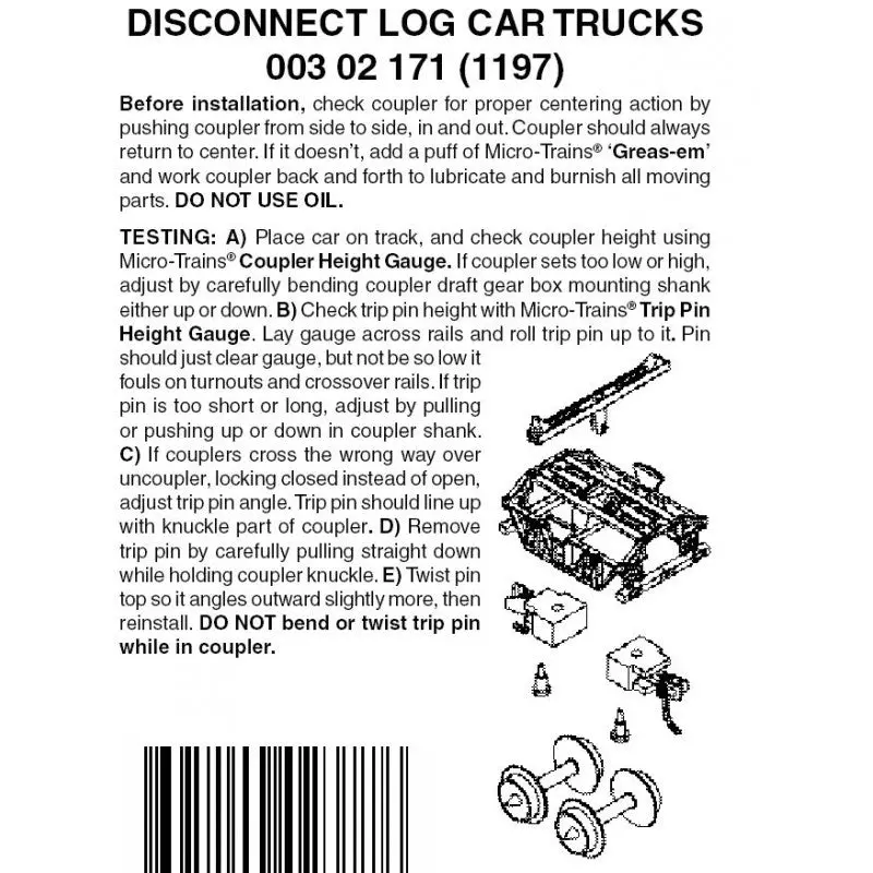 00302171 - Disconnect Log Car Bogies - 1 Pair (N Scale) 1
