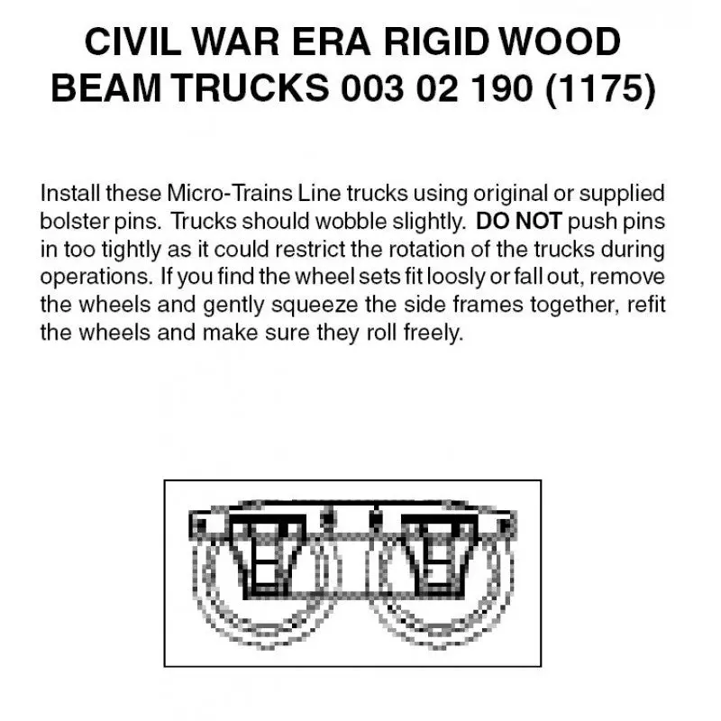 00302190 - Civil War Era Rigid Wood Beam Bogies - 1 Pair (N Scale) 1