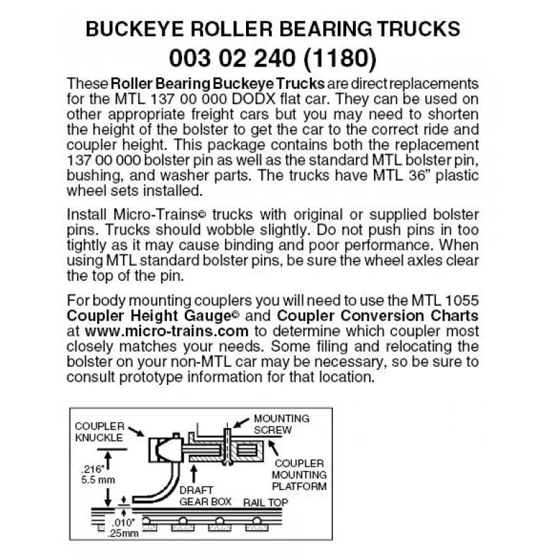 00302240 - Buckeye Roller Bearing Bogies - 6 Wheel - 1 Pair (N Scale) 1