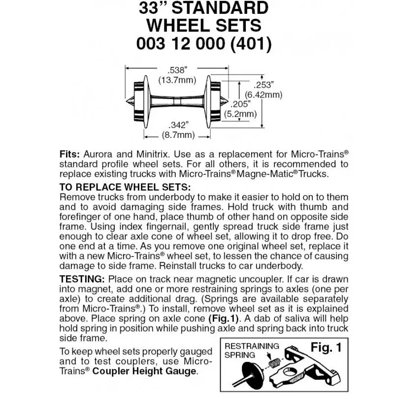 00312000 - 33” Standard Wheelsets - Medium Flange - 48 Axles (N Scale) 1