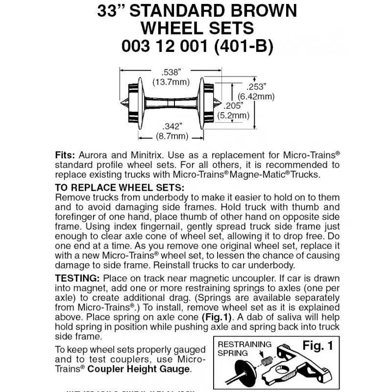 00312001 - 33” Standard Wheelsets - Medium Flange - Brown - 48 Axles (N Scale) 1