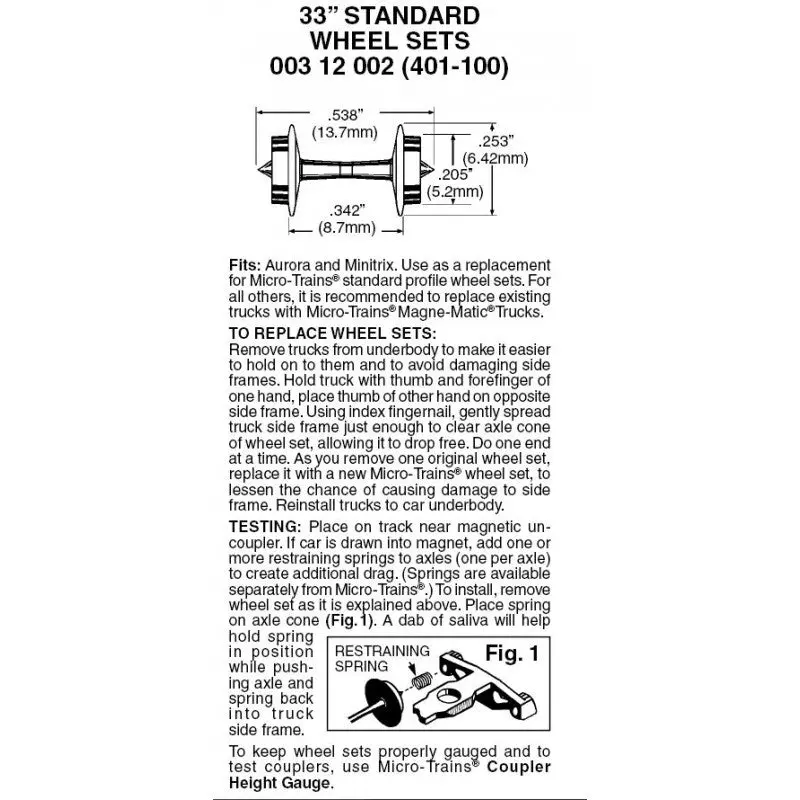 00312002 - 33” Standard Wheelsets - Medium Flange - 100 Axles (N Scale) 1