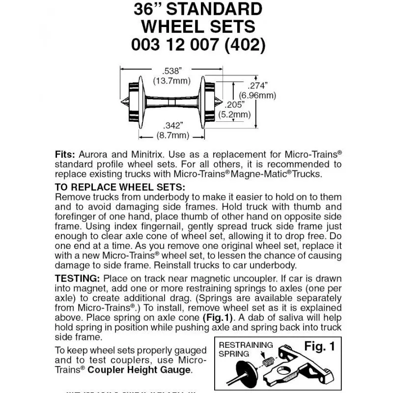 00312007 - 36” Standard Wheelsets - 48 Axles (N Scale) 1