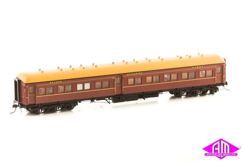 12 Wheel Passenger Car - Composite Sleeper Car - Indian Red - Acs 922 Weathered 1