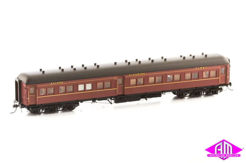 12 Wheel Passenger Car - Composite Sleeper Car - Indian Red - Acs 925 - Weathered 1