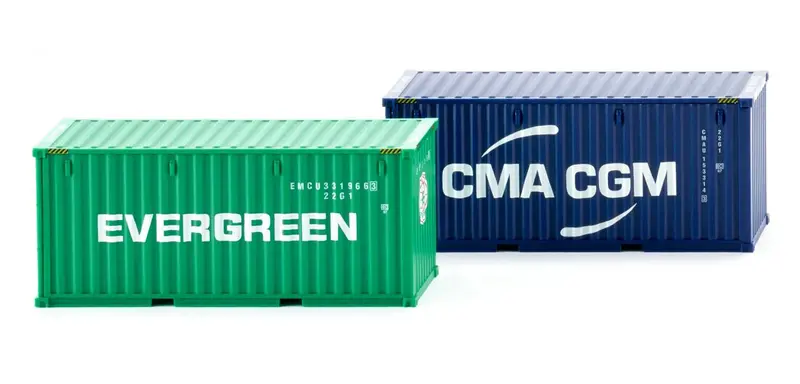 17001814 - Accessories Set - 20' Ng Container - Evergreen & Cma-Cgm (Ho Scale) 1