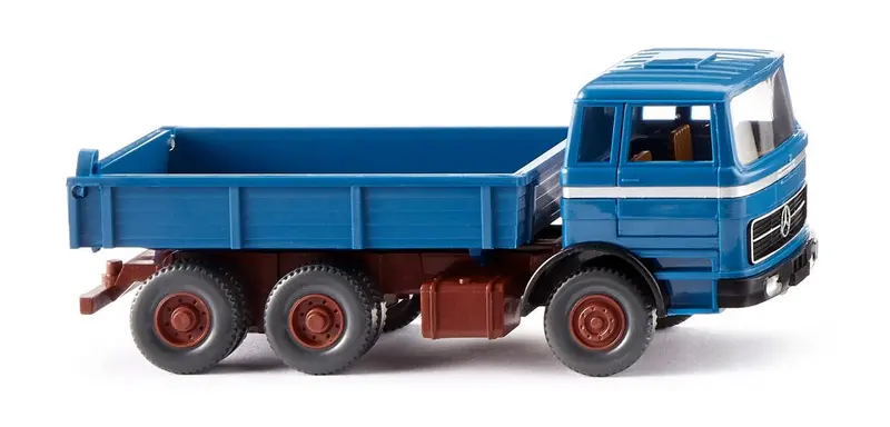 17042407 - Flatbed Tipper - Mercedes Benz - Azure Blue (Ho Scale) 1