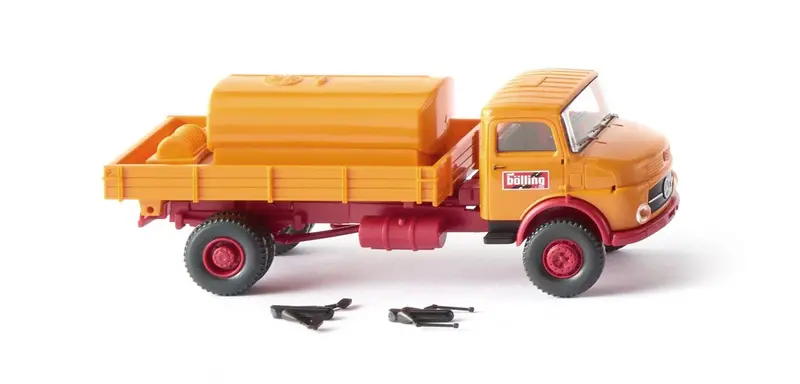 17043802 - Flatbed Tipper With Vehicle Mount. Tank (Mb Lak) "Bölling" (Ho Scale) 1