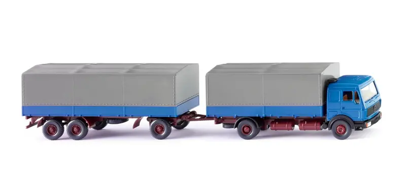17045501 - Flatbed Road Train (Mercedes Benz Ng) - Azure Blue (Ho Scale) 1