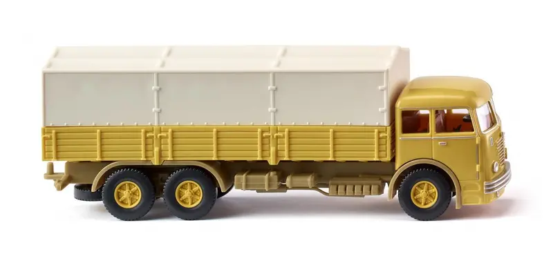 17047904 - Büssing 12.000 Flatbed Lorry - Mustard Yellow (Ho Scale) 1