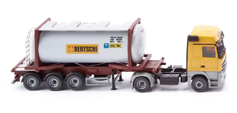 17053602 - Mercedes Benz Actros Swap Tank Container Semi Truck - Bertschi Logo (Ho Scale) 1