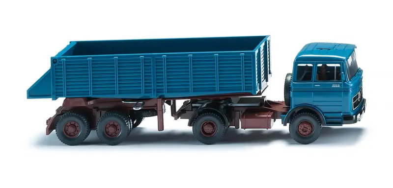 17067709 - Rear Tipper Semi-Truck - Mercedes Benz - Azure Blue (Ho Scale) 1
