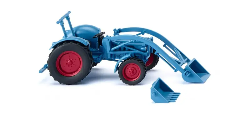 17087104 - Eicher Königstiger With Frontloader Light Blue (Ho Scale) 1