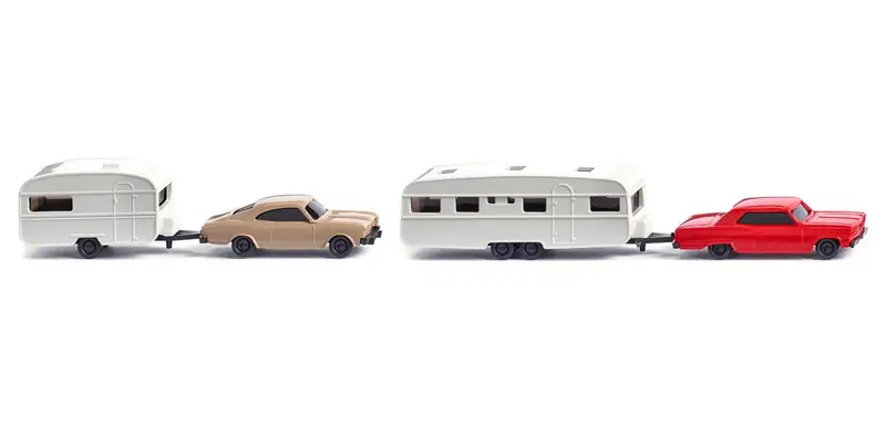 17092210 - Chevrolet Malibu And Opel Rekord Coupé With Two Caravans (N Scale) 1