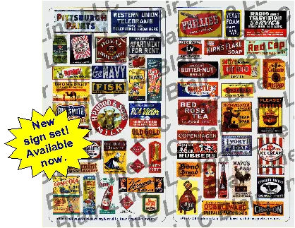 184-60 - Porcelain/Tin Signs Set #1 (N Scale) 1