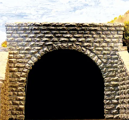 214-9750 - Double Tunnel Portal - Cut Stone 2Pc (N Scale) 1