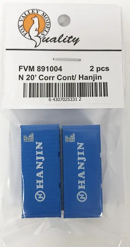 282-Fvm891004 - 20’ Corrugated Container - Hanjin 2Pc (N Scale) 1
