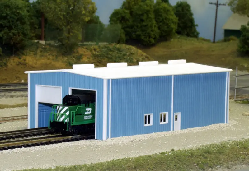 541-8007 - Two-Stall Engine House Kit - Blue (N Scale) 1