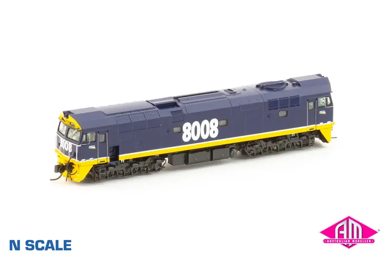80 Class Locomotive 8008 Freight Rail Blue/Yellow With Fr Logos (N80-9) N-Scale 1
