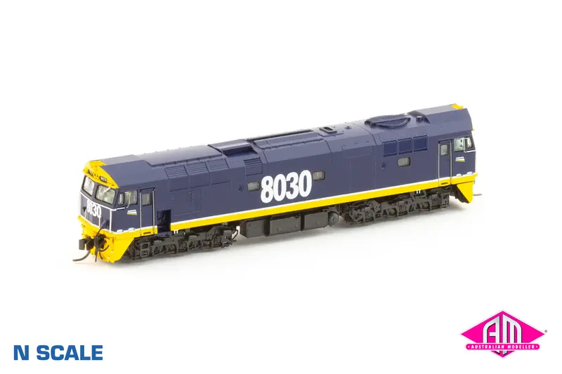 80 Class Locomotive 8030 Freight Rail Blue/Yellow With Fr Logos (N80-10) N-Scale 1