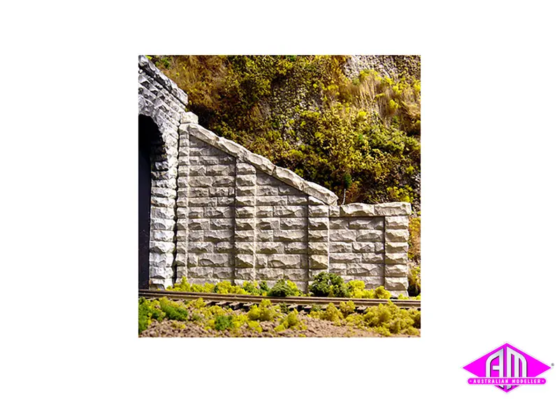 8402 - Sloped Tunnel Wall Abutment - Cut Stone (Ho Scale) 1