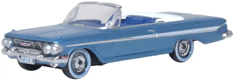 87Ci61006 - 1961 Chevrolet Impala - Jewel Blue And White (Ho Scale) 1