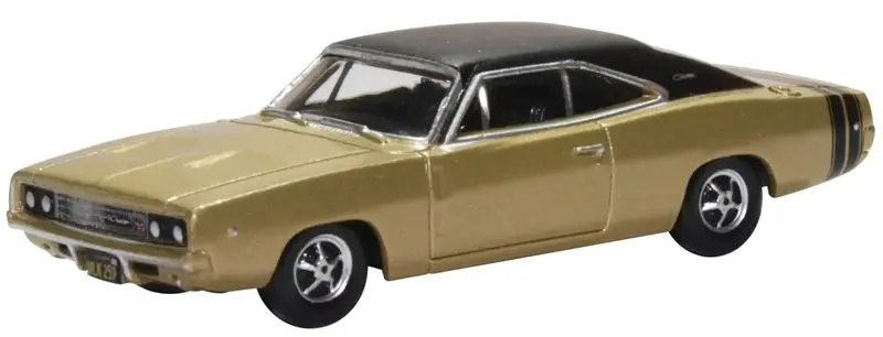 87Dc68002 - 1968 Dodge Charger - Gold And Black (Ho Scale) 1