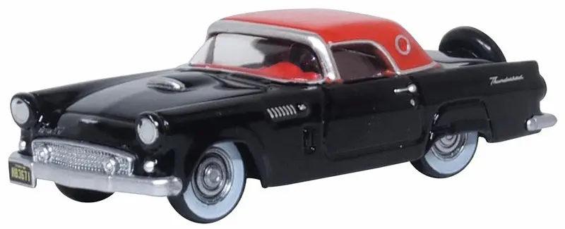 87Th56008 -  1956 Ford Thunderbird - Raven Black/Fiesta Red (Ho Scale) 1