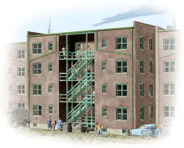 933-3263 - Parkview Terrace Tenement Background Building Kit (N Scale) 1