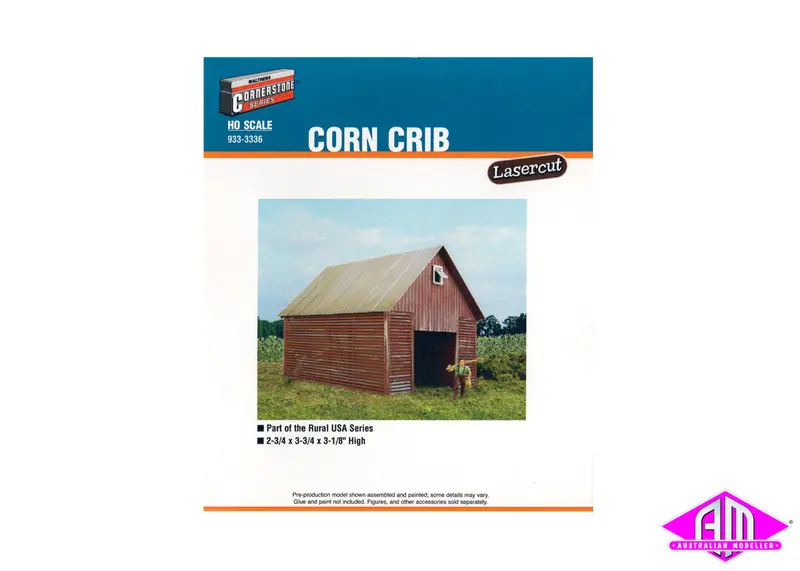 933-3336 - Corn Crib Lasercut Wood Kit (Ho Scale) (Discontinued) 1