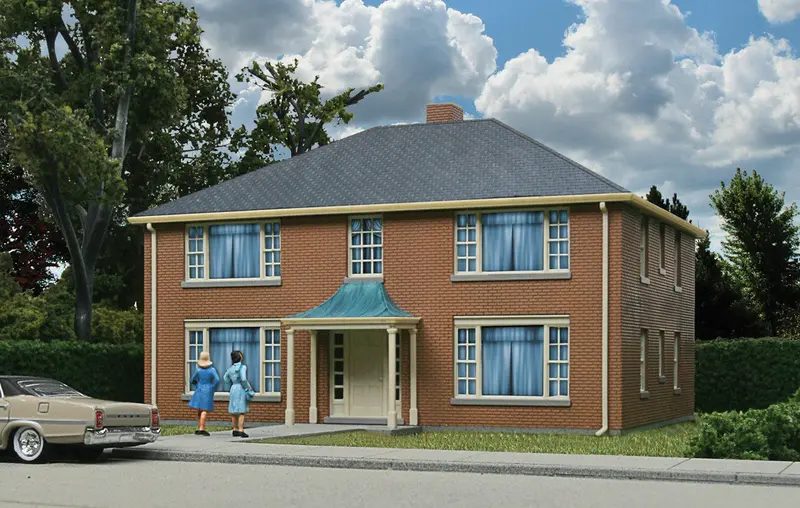 933-3781 - Four-Unit Brick Apartment Building Kit (Ho Scale) 1