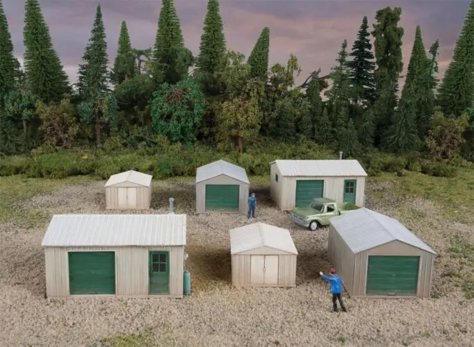 933-4123 - Metal Yard Shed Kit - 3 Styles, 2 Of Each (Ho Scale) 1